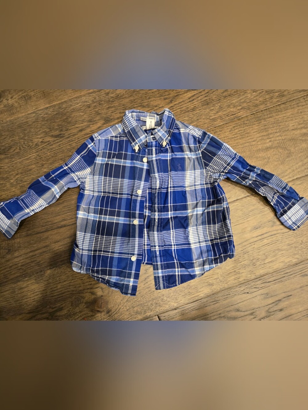 Babt Ralph Lauren Blue & White Plaid Button-Down Shirt
